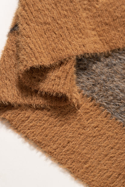 Brown Leopard Print Fur Cardigan