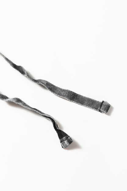 Black Mineral Wash Tiered Wide Leg Patchwork Drawstring Pants