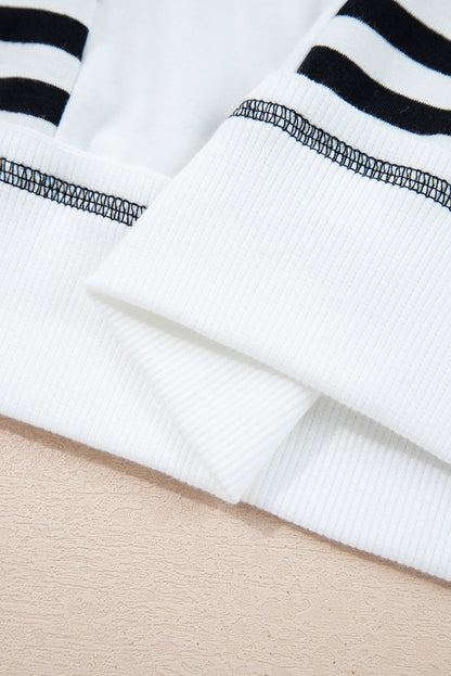 White Stripe Colorblock Patchwork Contrast Stitching Oversize Sweatshirt