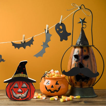 Kreative Halloween-Kürbislampe aus Holz, Halloween-Dekorationen