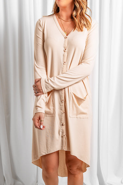 Apricot – Selected – High-Low-Cardigan mit Knopftaschen