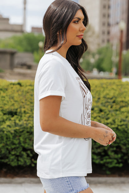Weißes T-Shirt mit Rundhalsausschnitt und Grafik „NASHVILLE MUSIC CITY“