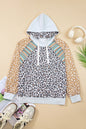 Multicolor Leopard Floral Patchwork Drawstring Hoodie