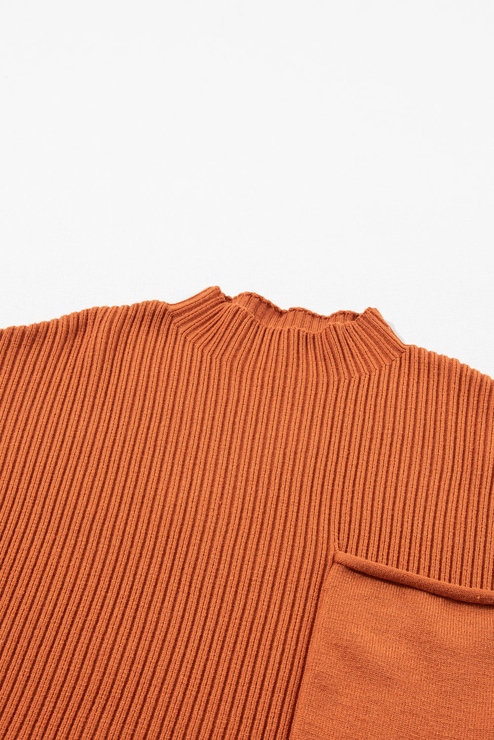 Gold Flame Patch Pocket Rippstrick-Kurzarmpullover