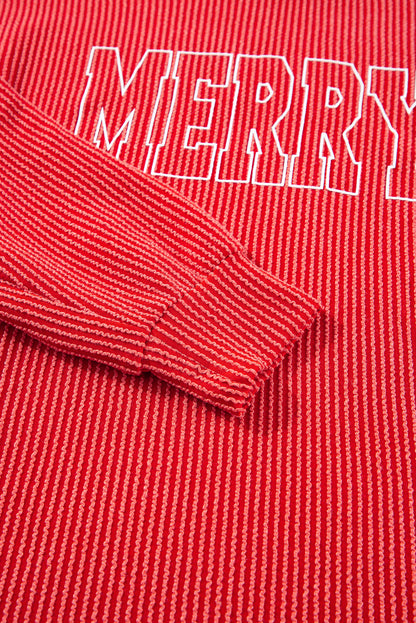 Racing Red Corded MERRY Graphic Langarm-Top und Shorts Set