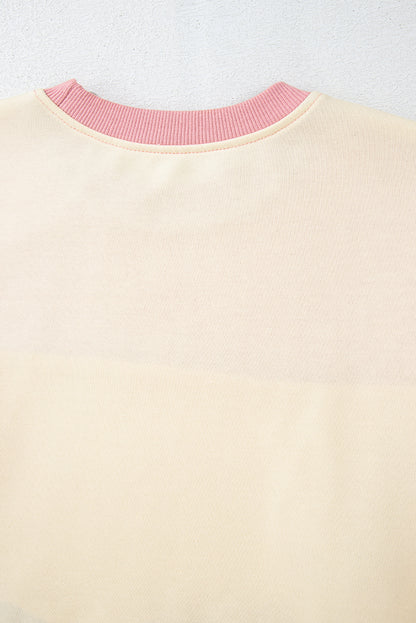 Meadow Mauve – Sweatshirt mit Patchwork-Print und überschnittener Schulterpartie im Colorblock-Stil