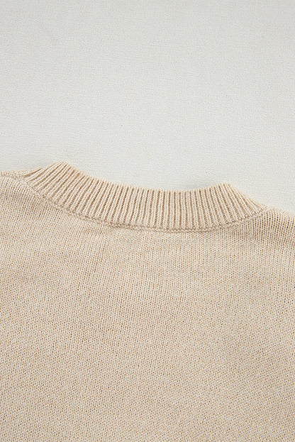 Grobstrickpullover mit Häkelmuster und Blumenmuster