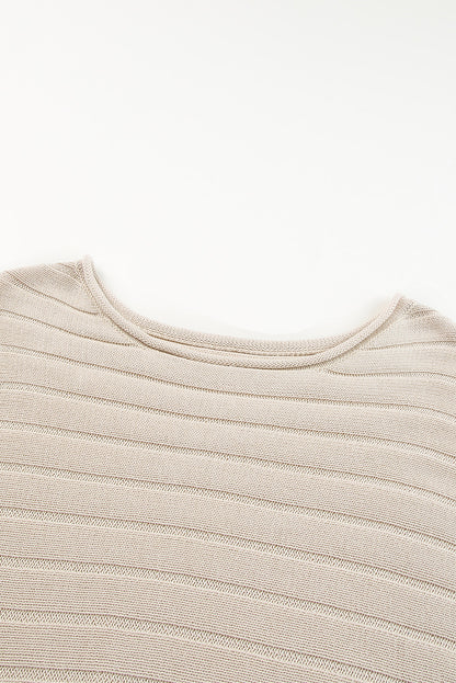Apricot Exposed Seam Ribbed Knit Dolman Sweater