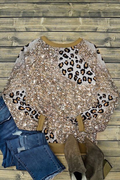 Gebleichtes Langarm-Top mit Leopardenmuster