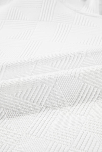 White Textured Cropped Hoodie and Shorts Set