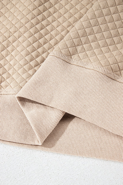 Parchment – Einfarbiges, gestepptes Langarm-Top und Shorts-Set