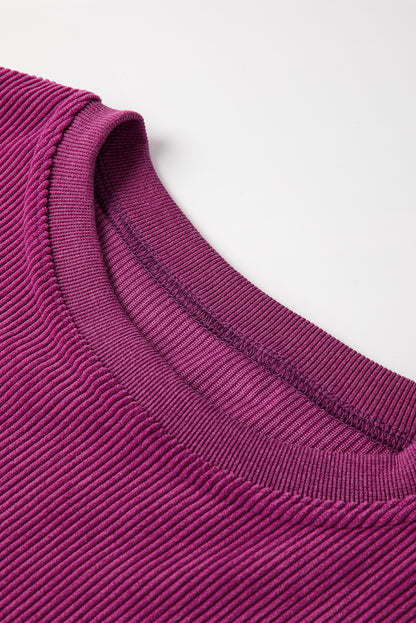 Übergroßes Festival-Sweatshirt aus geripptem Cord in Fuchsia