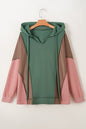 Breen Plus Size Colorblock Patchwork V Neck Hoodie