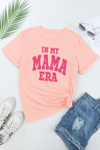 Rosa „IN MY MAMA ERA“-T-Shirt mit Rundhalsausschnitt und Grafik