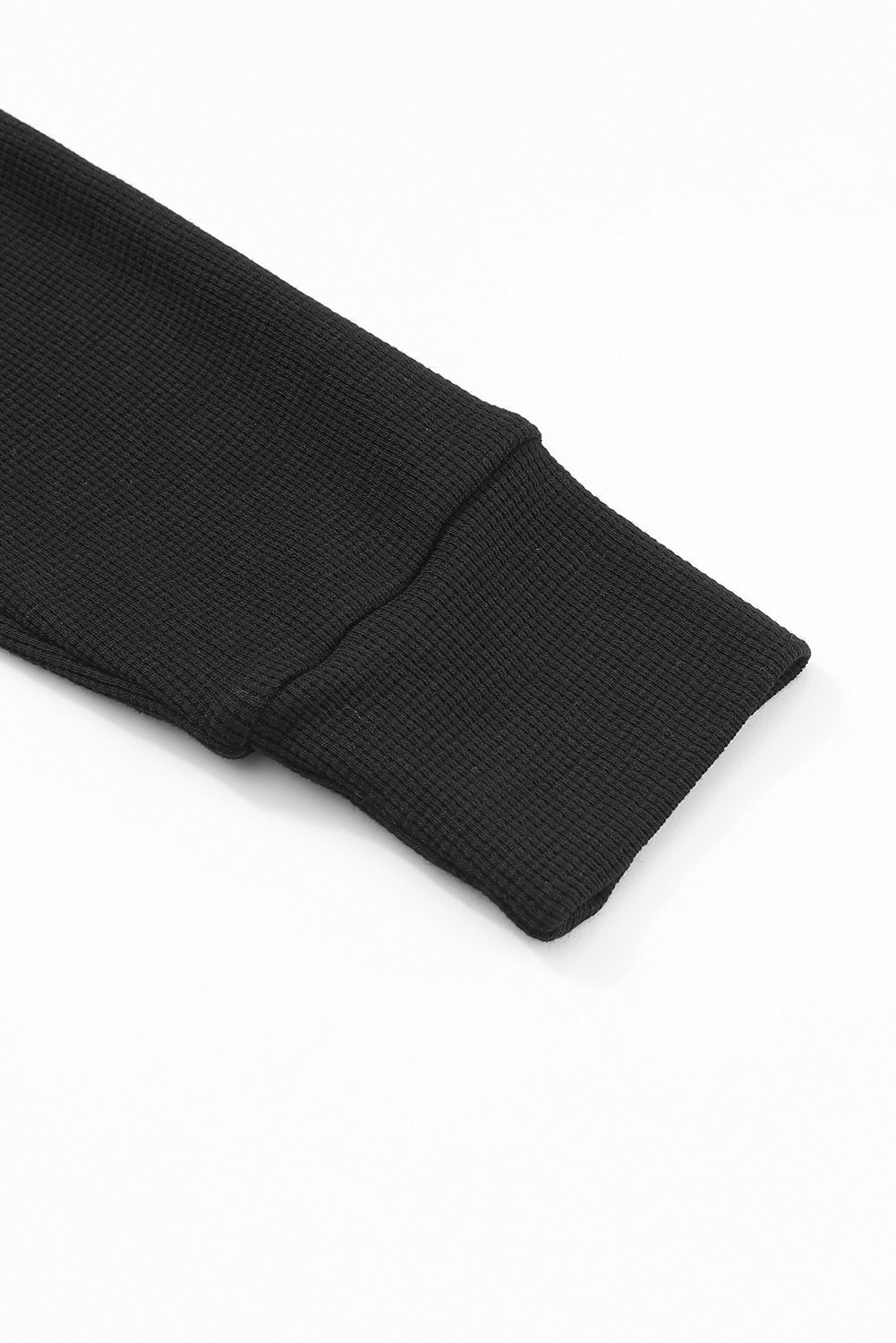 Schwarzer Thermo-Waffelstrick-Cardigan mit Taschen