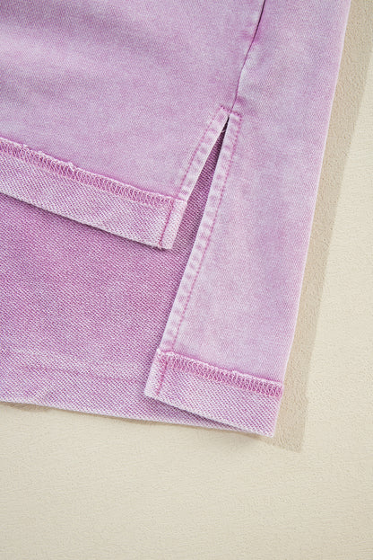 Orchid Petal Mineral Wash Pullover mit überschnittener Schulter