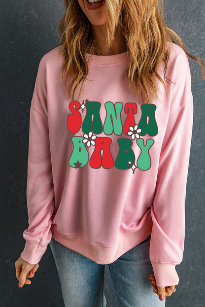 Rosa SANTA BABY Süßes Sweatshirt mit Blumengrafik