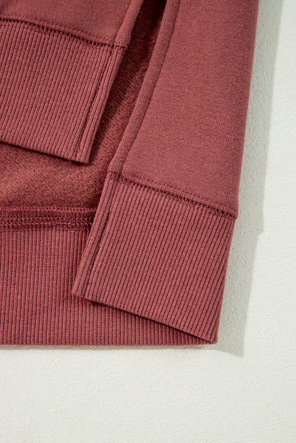 Mineralrotes zweifarbiges Patchwork-Pullover-Sweatshirt mit überschnittener Schulter