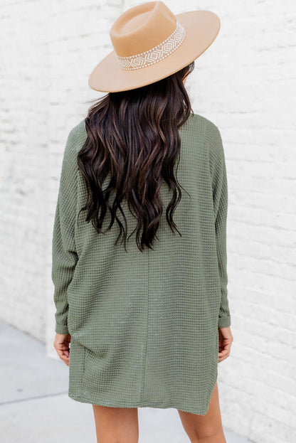 Laurel Green – Strickjacke mit offener Vorderseite und Waffelstrick