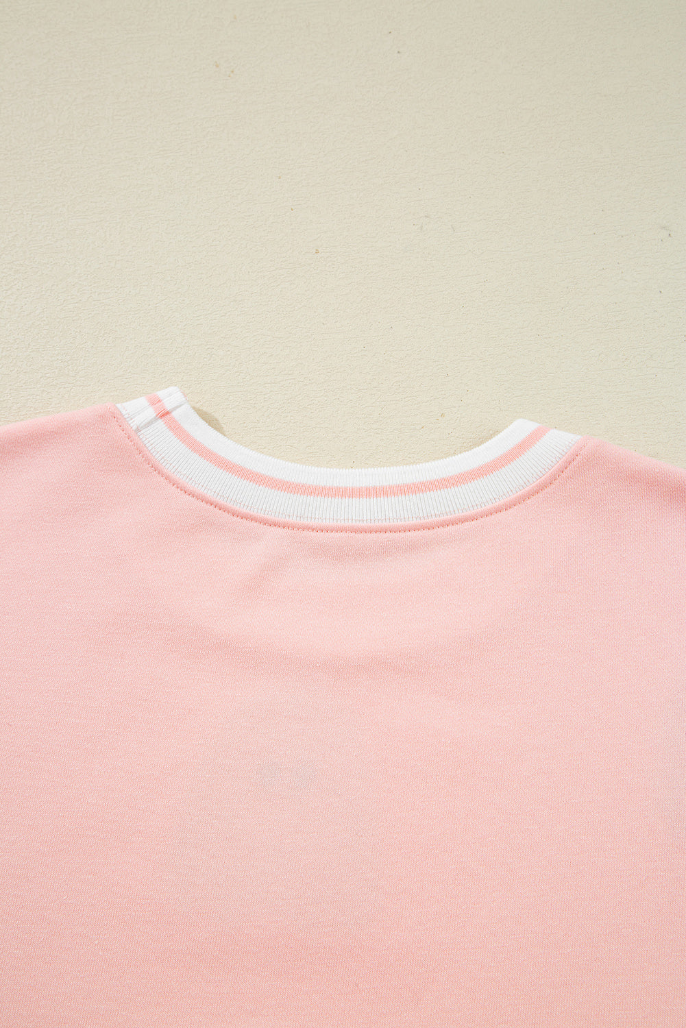Gossamer Pink Halloween Terry Ghost Striped Trim Loose Sweatshirt