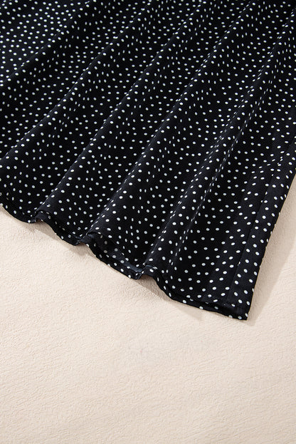 Schwarze Bluse mit V-Ausschnitt und Leopardenmuster in Übergröße