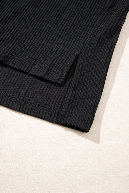 Schwarzes Shacket mit Kordel und aufgesetzter Brusttasche mit Pailletten