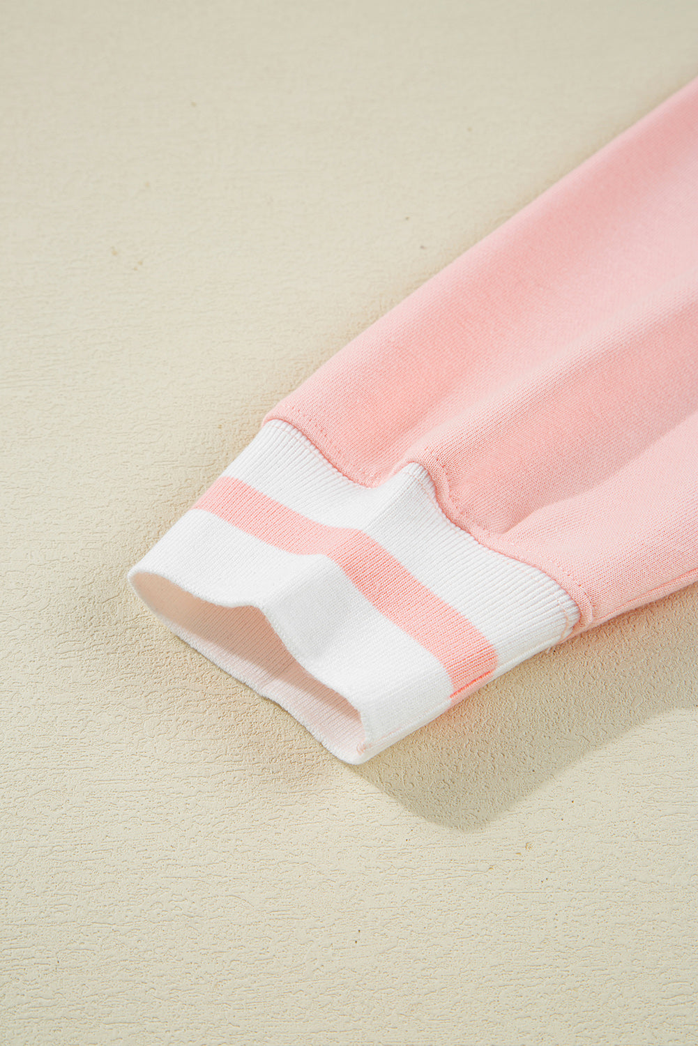 Gossamer Pink Halloween Terry Ghost Striped Trim Loose Sweatshirt