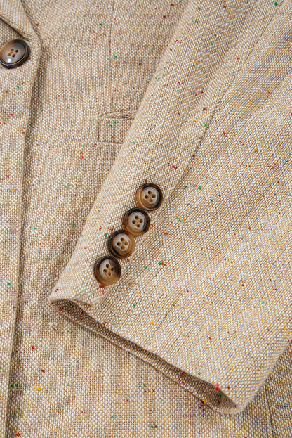 Elegante, einreihige Anzugjacke in Haferflockenfarbe