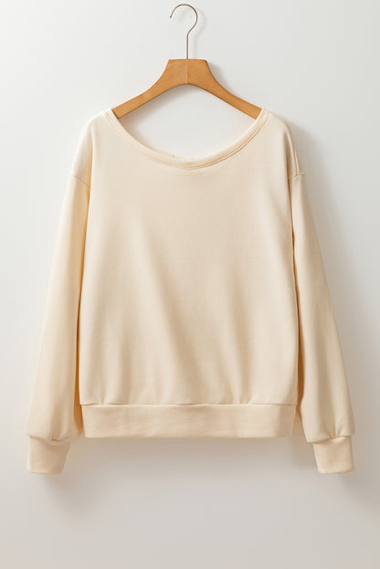 Aprikosenfarbenes Sweatshirt mit Rundhalsausschnitt und Schleife