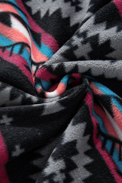 Schwarze Jacke mit Reißverschlusskragen und Aztekenmuster