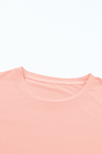 Lässiges, schlichtes Rundhals-T-Shirt in Rosa