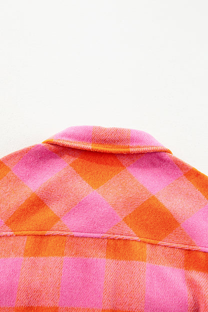 Orange karierte Jacke mit Brusttaschen und Umlegekragen