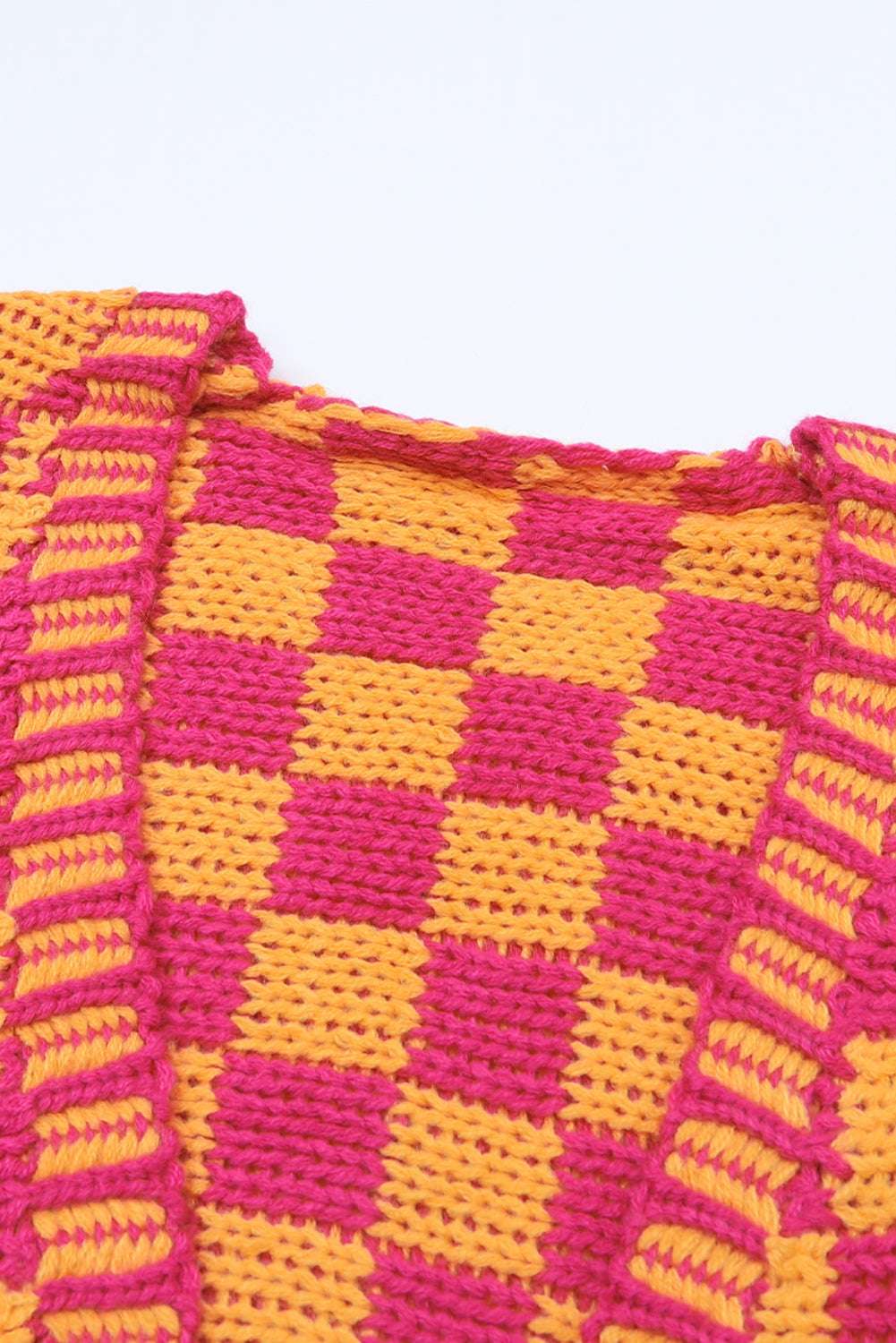 Mehrfarbige Strickjacke mit offenem Vorderteil und gemischtem Karomuster