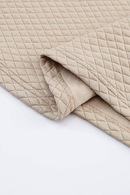 Aprikosenfarbenes Sweatshirt mit Raglanärmeln und Karomuster