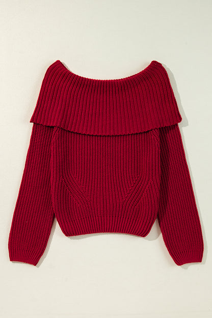 Racing Red Off-Shoulder Strickpullover