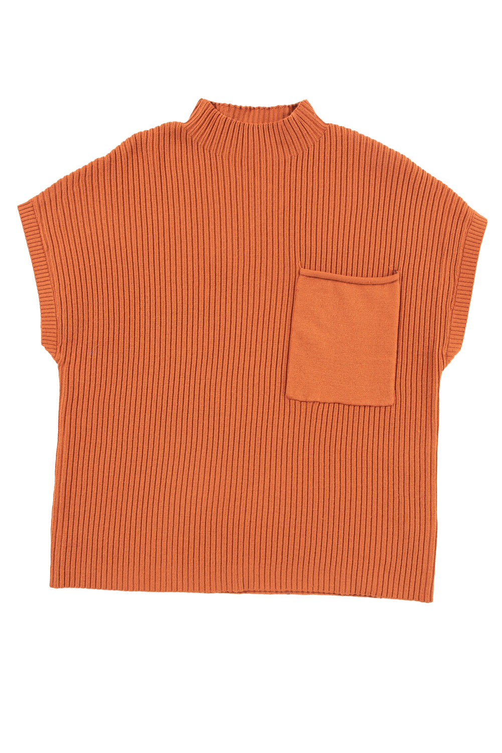 Gold Flame Patch Pocket Rippstrick-Kurzarmpullover