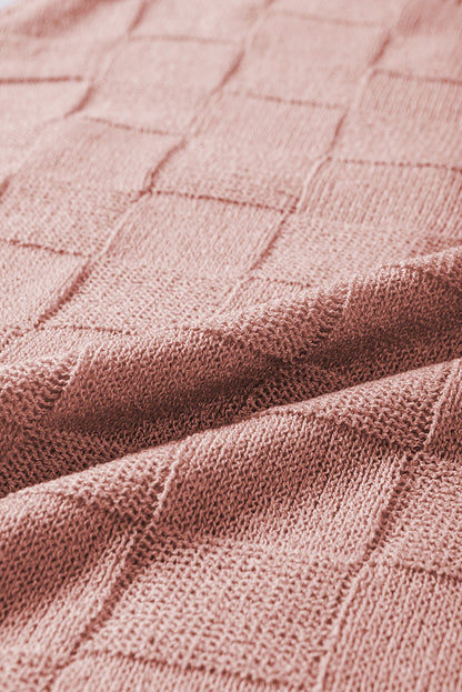 Staubrosa Strickpullover mit Gitterstruktur und kurzen Ärmeln