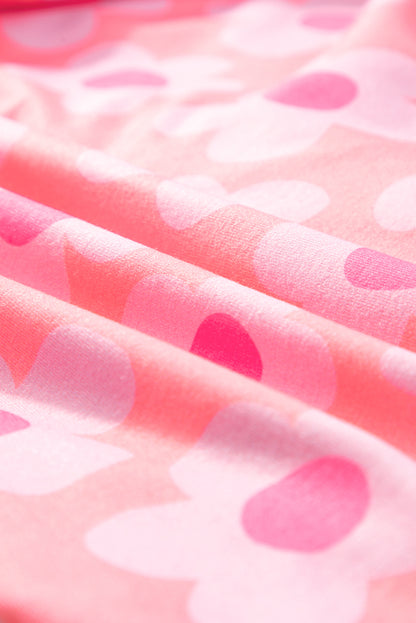 Rosa Pyjama-Set mit kurzärmligem Hemd und Blumenmuster