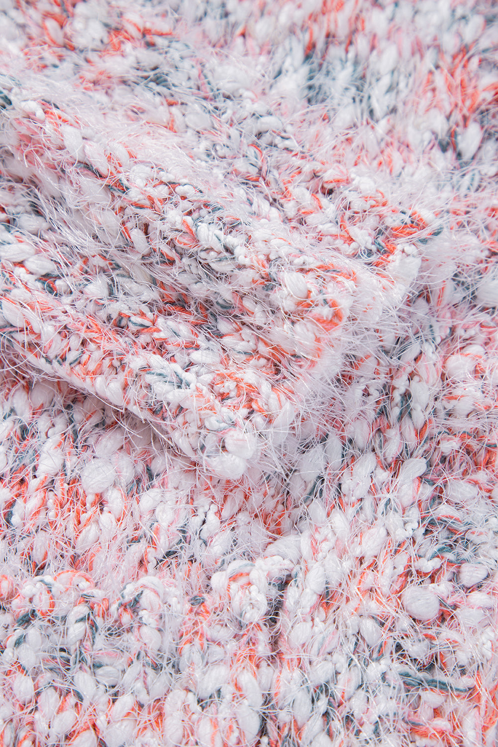 Rosa, mehrfarbige Strickjacke mit offener Vorderseite und Konfetti