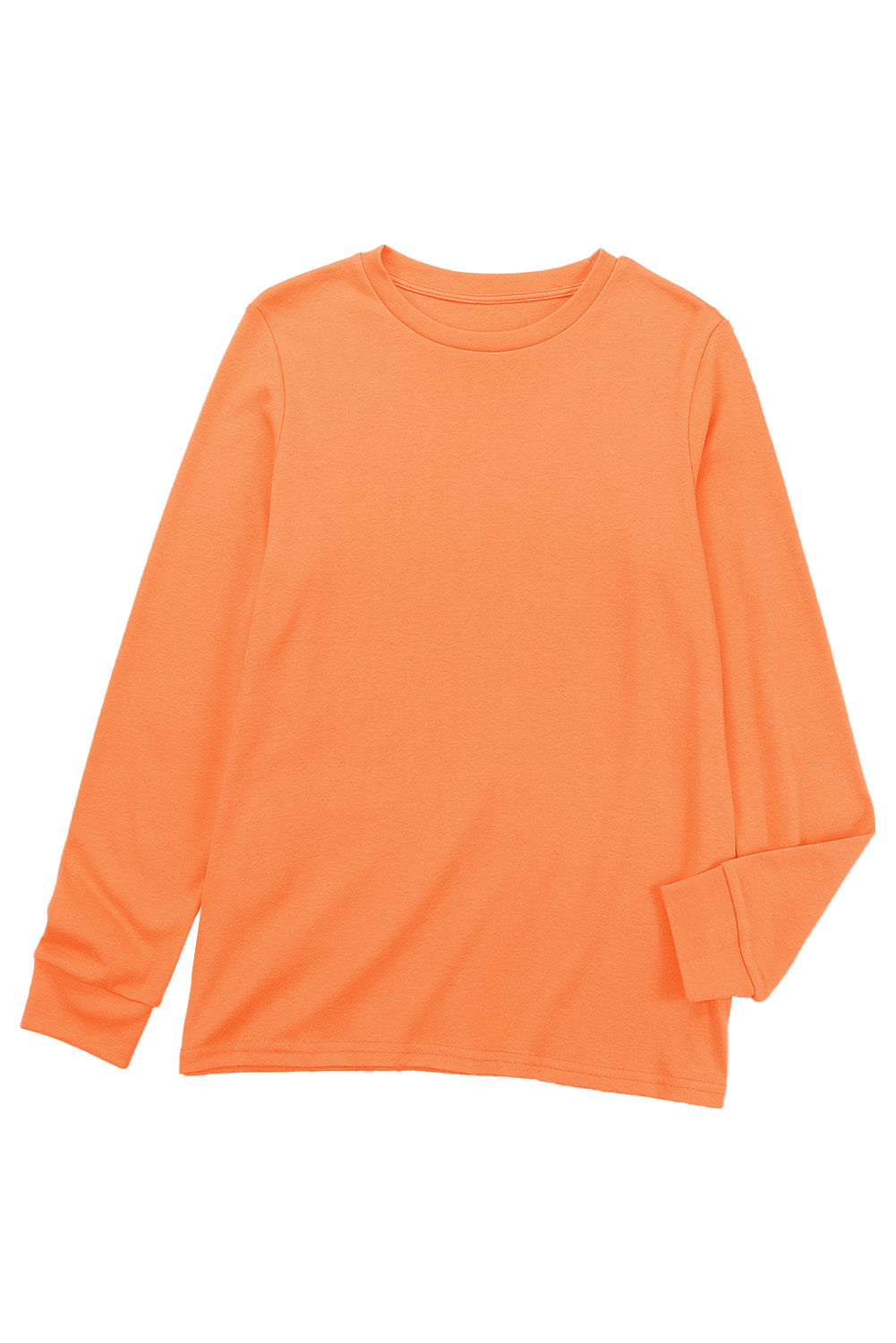 Orangefarbenes, schlichtes Langarm-Top mit Rundhalsausschnitt