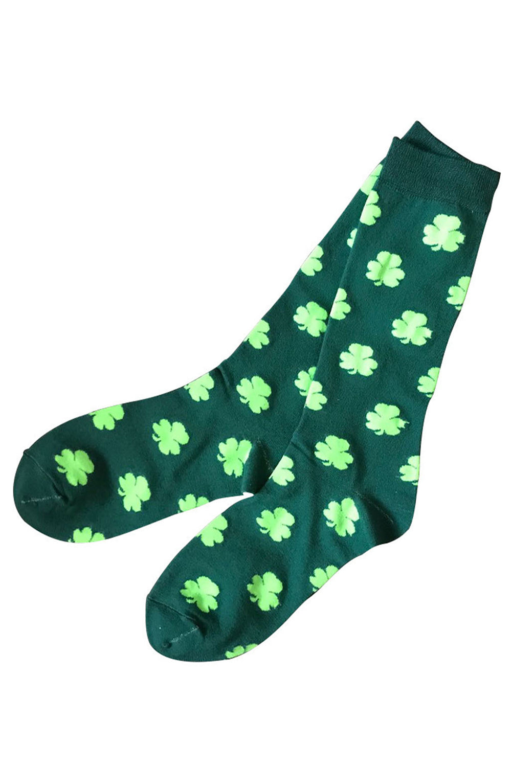 Dunkelgrüne Schlauchsocken mit St. Patricks Kleeblatt-Print