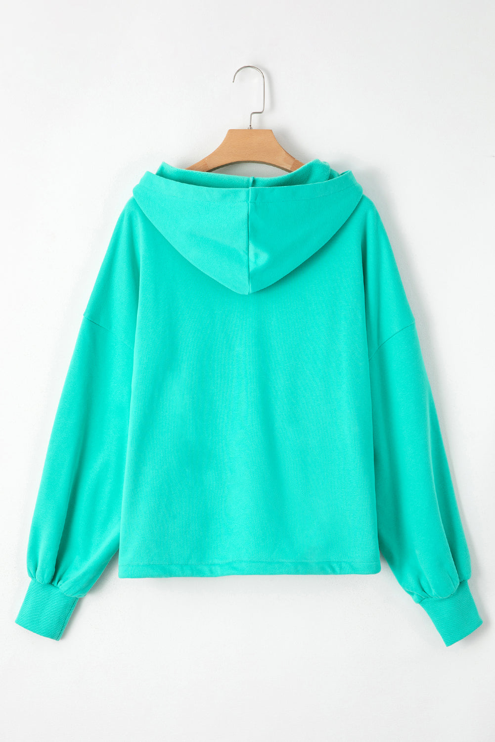Aruba Blauer, lockerer Hoodie mit Fleecefutter und Kängurutaschen mit halbem Reißverschluss
