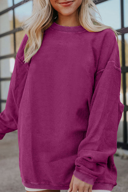 Übergroßes Festival-Sweatshirt aus geripptem Cord in Fuchsia