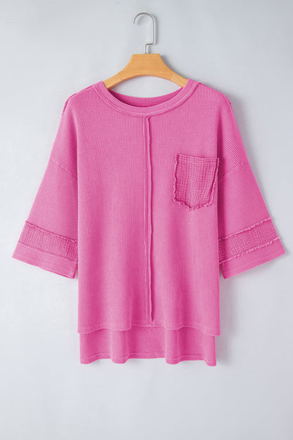Übergroßes Oberteil mit Mineralwaschung und strukturierten Armreifen in leuchtendem Pink
