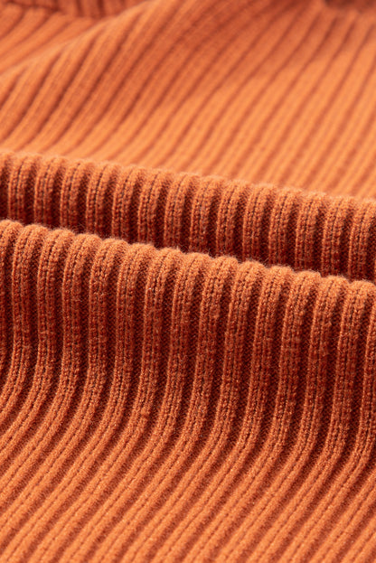 Gold Flame Patch Pocket Rippstrick-Kurzarmpullover