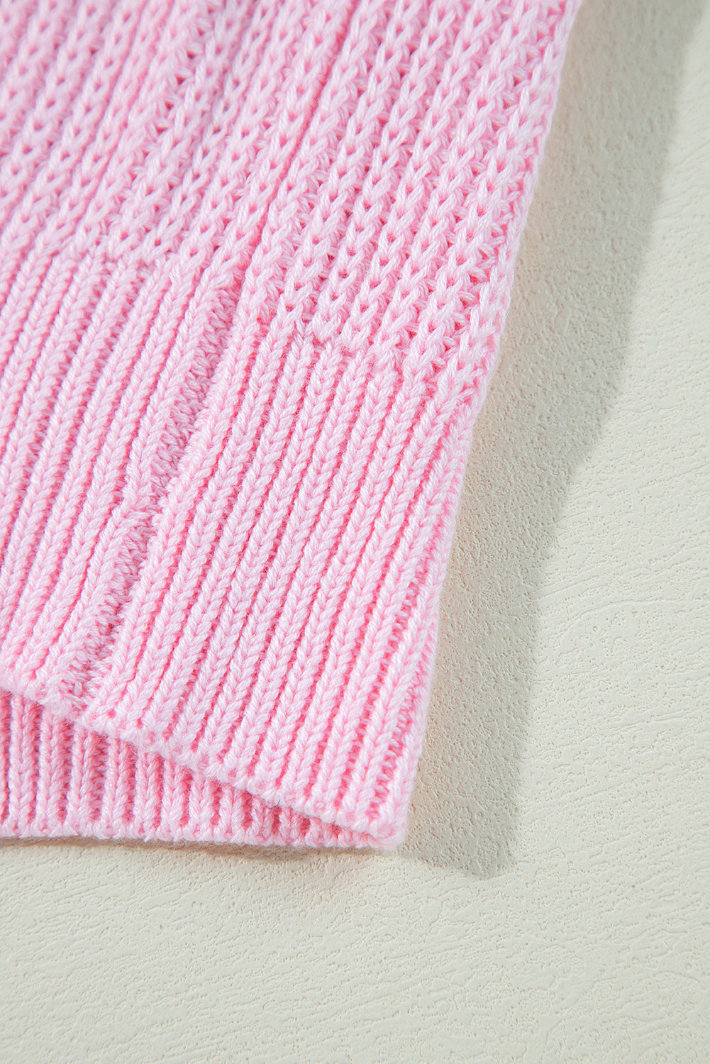 Rosafarbener Merry &amp; Bright Pop-Up-Waffel-Strickpullover mit Buchstaben