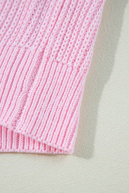Rosafarbener Merry &amp; Bright Pop-Up-Waffel-Strickpullover mit Buchstaben