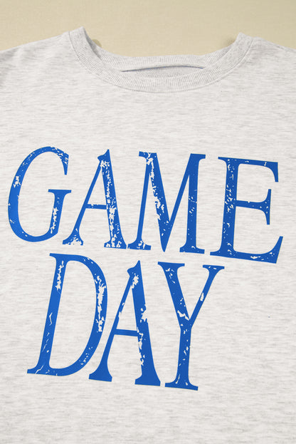 Blue Vintage Washed GAME DAY Graphic Baggy Sweatshirt
