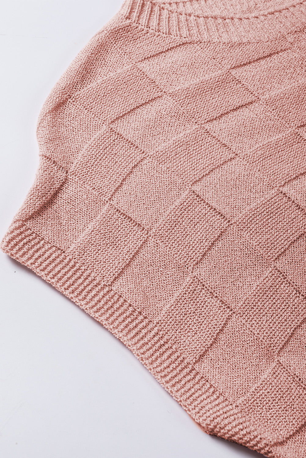 Staubrosa Strickpullover mit Gitterstruktur und kurzen Ärmeln