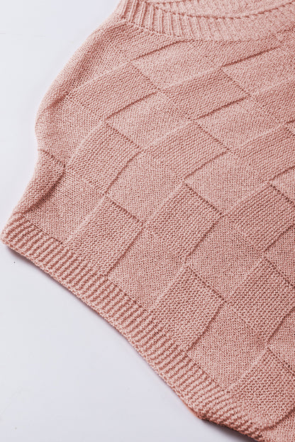 Staubrosa Strickpullover mit Gitterstruktur und kurzen Ärmeln